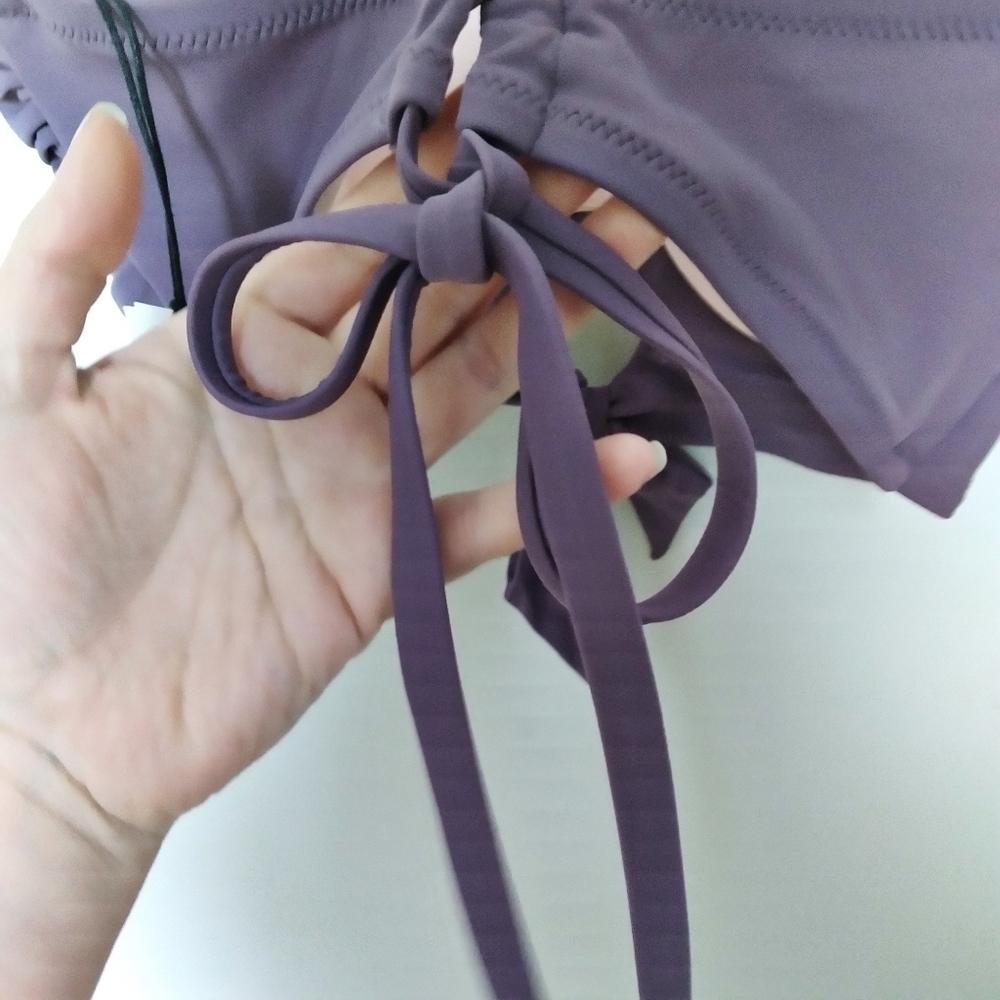Shade & Shore Purple Criss Cross Back Tie Detail Bikini Top Size 36C - Picture 5 of 9
